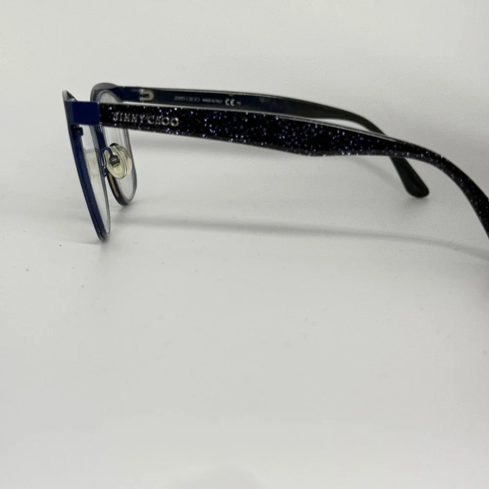 Jimmy Choo JC189 Blue Glitter Cat Eye Eyeglasses Frames Made in‎ Italy 53-16-140